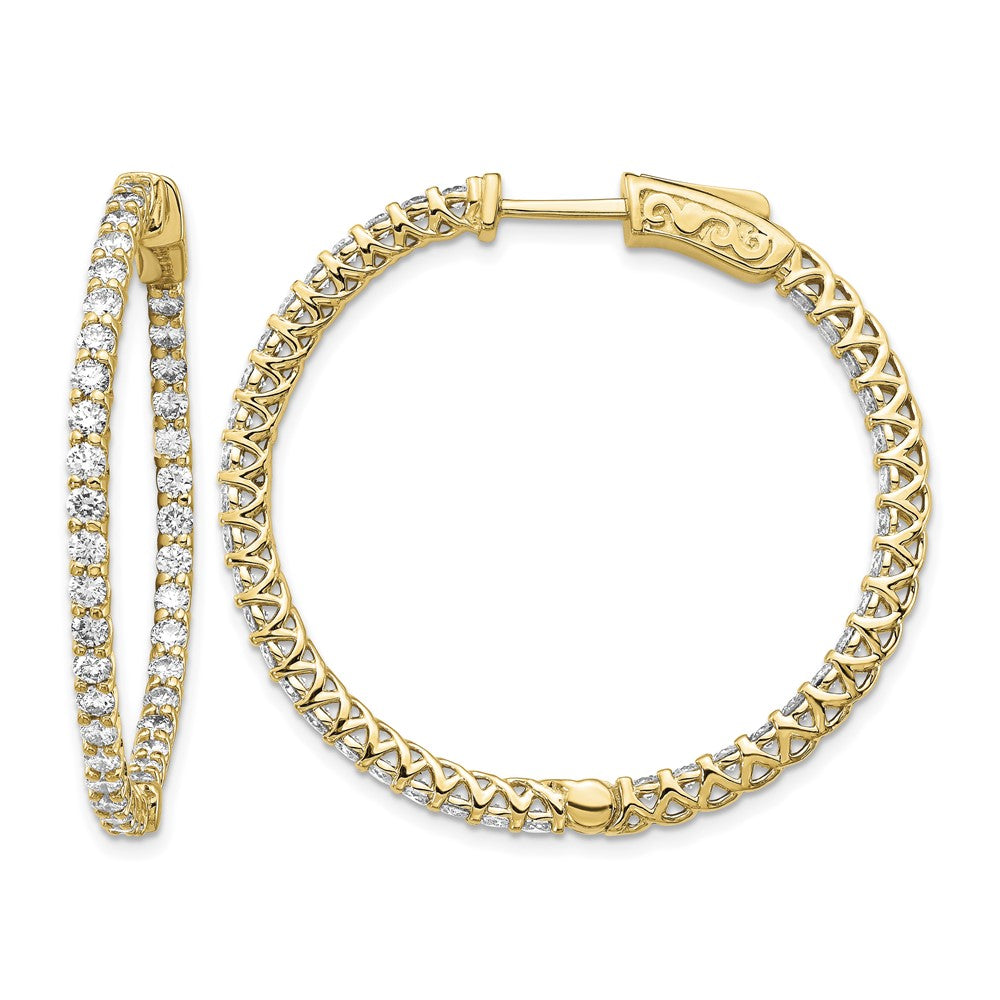 14k 1.6 carat Diamond Round In/Out Hoop w/Safety Clasp Earrings