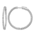 14k White Gold 1.6 carat Diamond Round In/Out Hoop w/Safety Clasp Earrings