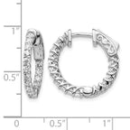 14k White Gold 1.1 carat Diamond Round In/Out Hoop w/Safety Clasp Earrings