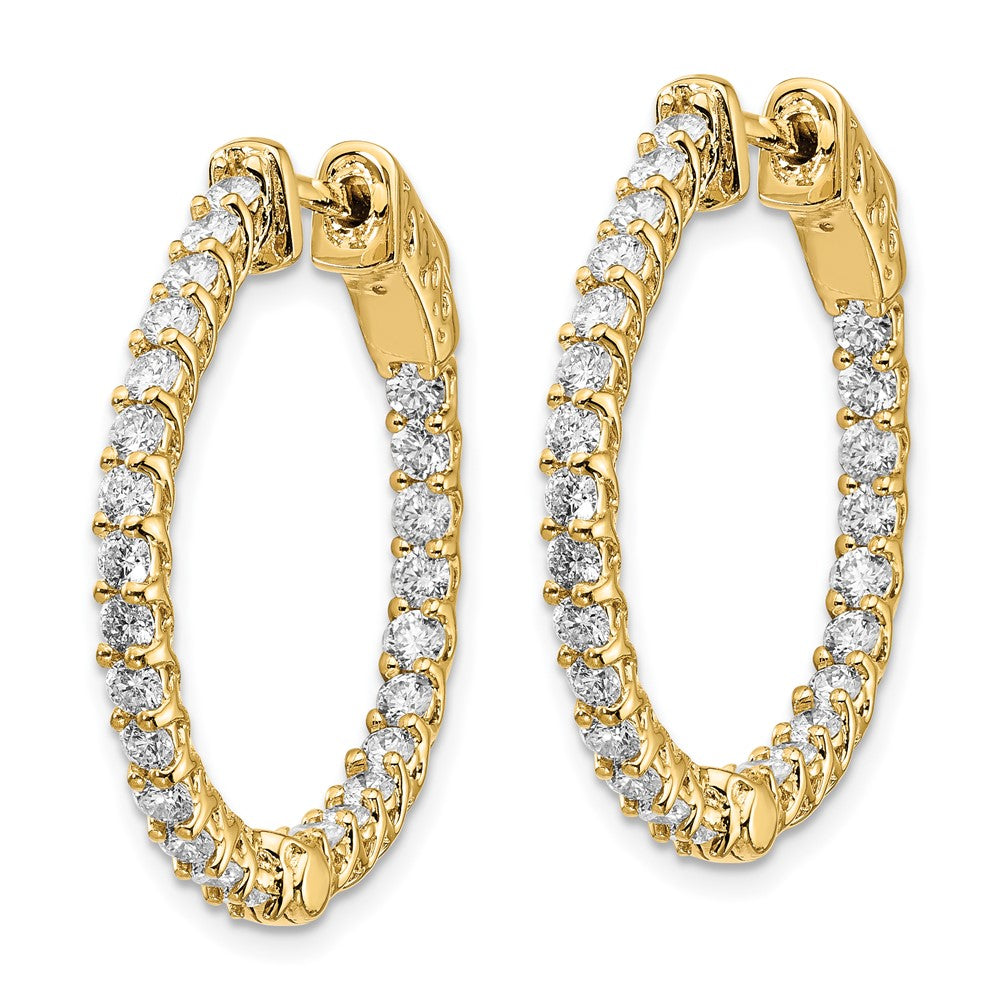 14k 1.75 carat Diamond Round In/Out Hoop w/Safety Clasp Earrings