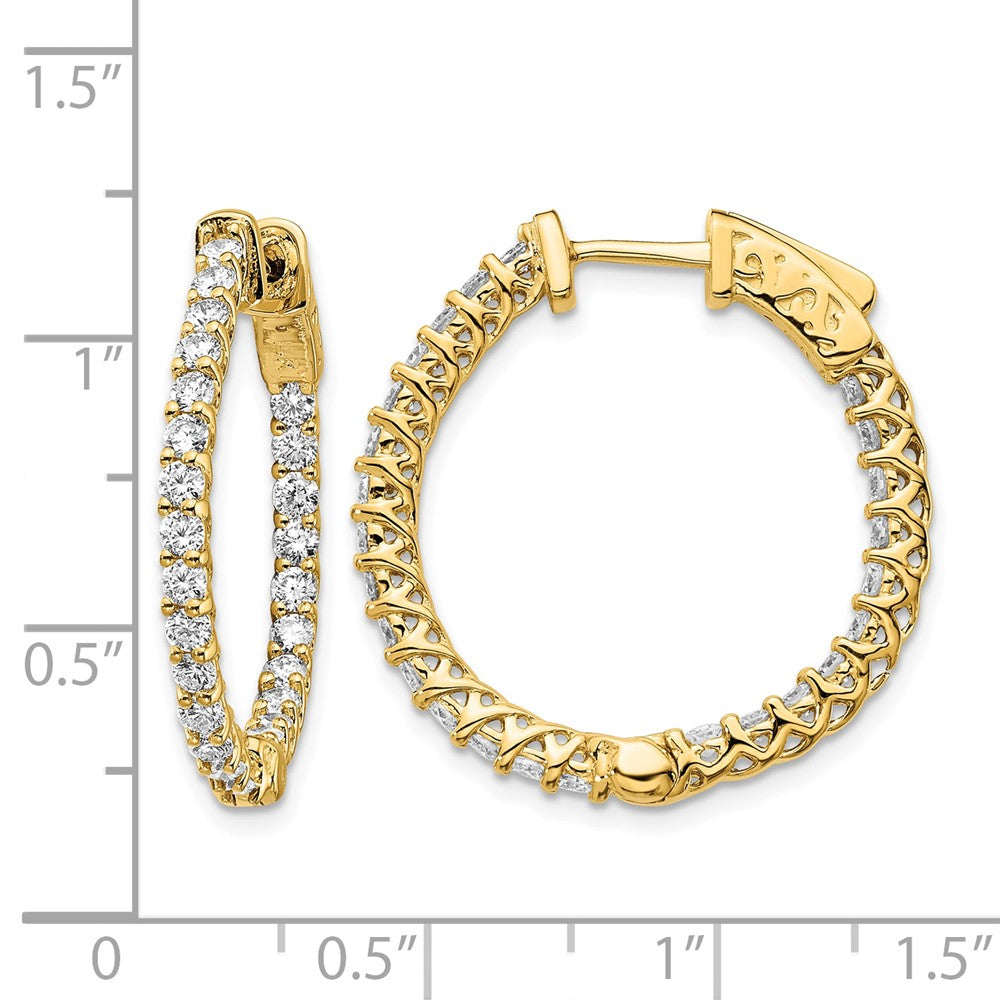 14k 1.75 carat Diamond Round In/Out Hoop w/Safety Clasp Earrings