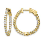 14k 1.75 carat Diamond Round In/Out Hoop w/Safety Clasp Earrings