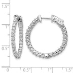 14k White Gold 1.75 carat Diamond Round In/Out Hoop w/Safety Clasp Earrings