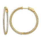 14k 2.1 carat Diamond Round In/Out Hoop w/Safety Clasp Earrings