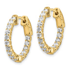 14k 1.5 carat Diamond Round In/Out Hoop w/Safety Clasp Earrings
