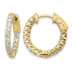 14k 1.5 carat Diamond Round In/Out Hoop w/Safety Clasp Earrings