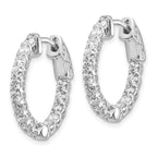 14k White Gold 1.5 carat Diamond Round In/Out Hoop w/Safety Clasp Earrings