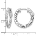 14k White Gold 1.5 carat Diamond Round In/Out Hoop w/Safety Clasp Earrings