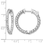 14k White Gold 2.2 carat Diamond Round In/Out Hoop w/Safety Clasp Earrings