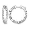 14k White Gold 2.2 carat Diamond Round In/Out Hoop w/Safety Clasp Earrings