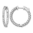 14k White Gold 2.2 carat Diamond Round In/Out Hoop w/Safety Clasp Earrings
