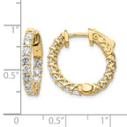 14k 1.5 carat Diamond Round In/Out Hoop w/Safety Clasp Earrings