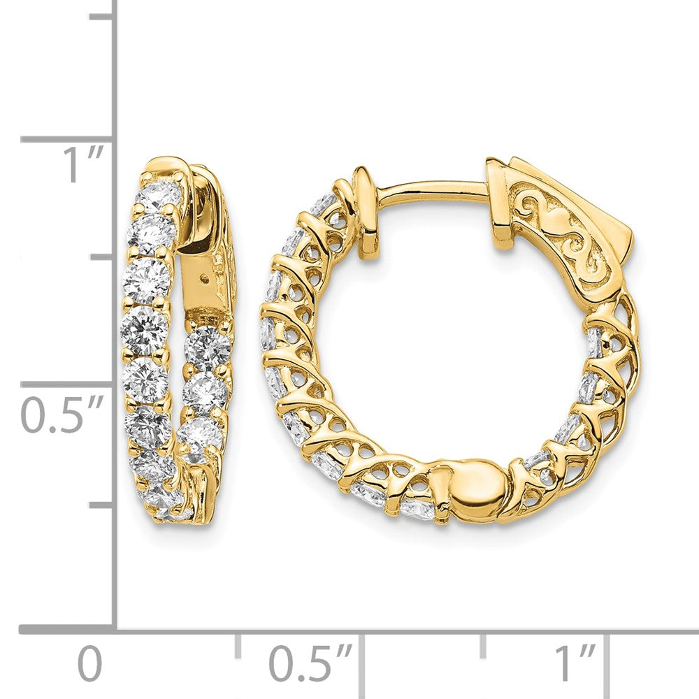 14k 1.5 carat Diamond Round In/Out Hoop w/Safety Clasp Earrings