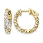 14k 1.5 carat Diamond Round In/Out Hoop w/Safety Clasp Earrings