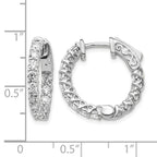 14k White Gold 1.5 carat Diamond Round In/Out Hoop w/Safety Clasp Earrings