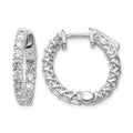 14k White Gold 1.5 carat Diamond Round In/Out Hoop w/Safety Clasp Earrings