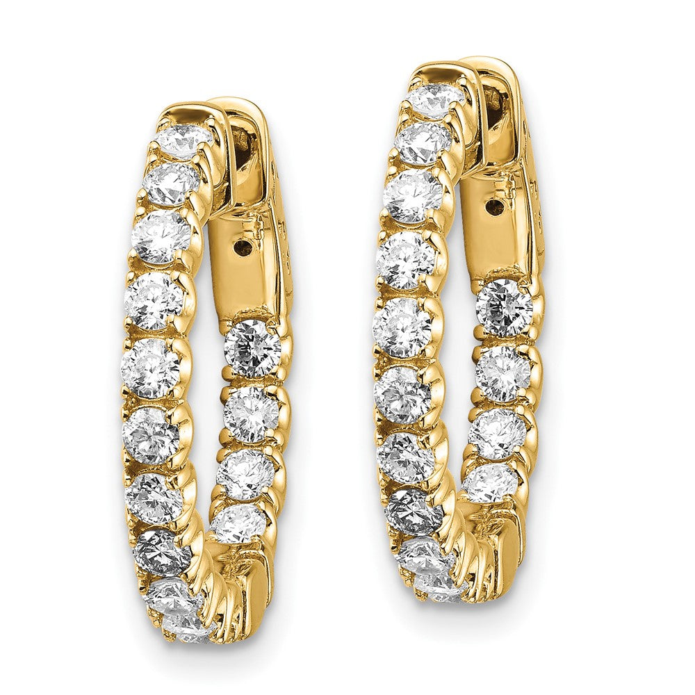 14k 1 1/2 carat Lab Grown Dia VS/SI+ G+ Round In and Out Safety Clasp Hoop Earrings