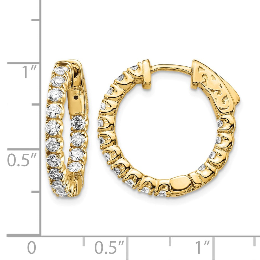 14k 1 1/2 carat Lab Grown Dia VS/SI+ G+ Round In and Out Safety Clasp Hoop Earrings
