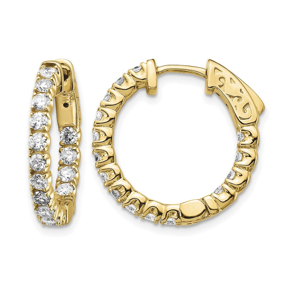 14k 1 1/2 carat Lab Grown Dia VS/SI+ G+ Round In and Out Safety Clasp Hoop Earrings