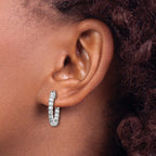 14k White Gold 1 1/2 carat Lab Grown Dia VS/SI+ G+ Round In and Out Safety Clasp Hoop Earrings