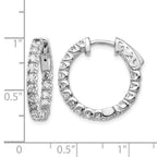 14k White Gold 1.5 carat Diamond Round In/Out Hoop w/Safety Clasp Earrings