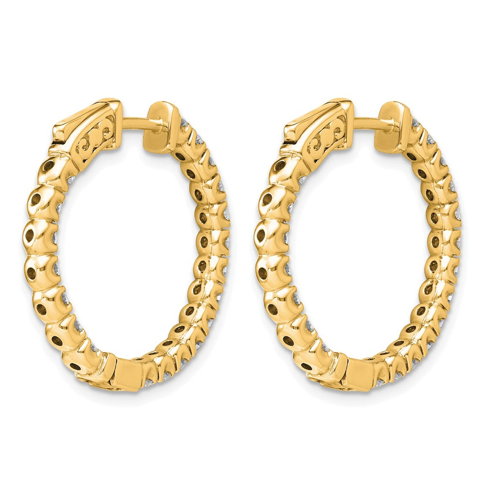 14k 2 carat Lab Grown Diamond VS/SI+ G+ Round Complete In and Out Safety Clasp Hoop Earrings