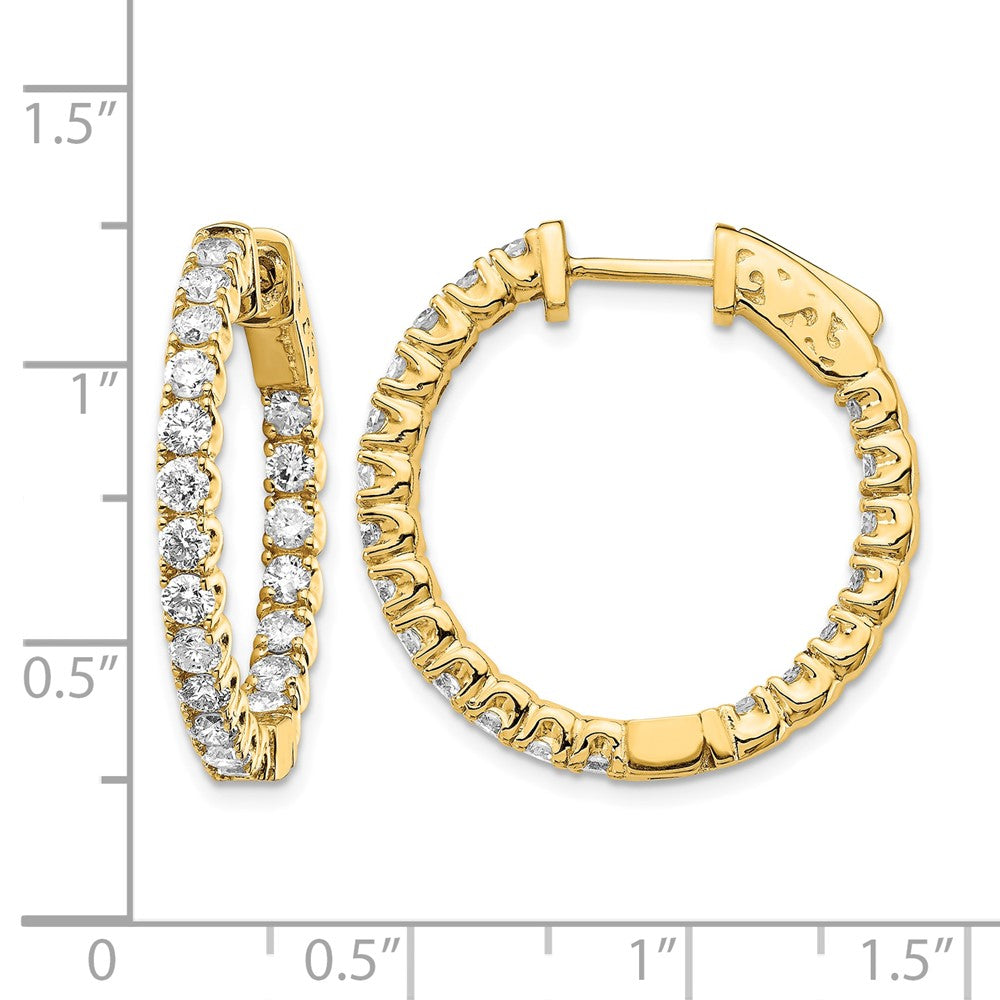 14k 2 carat Lab Grown Diamond VS/SI+ G+ Round Complete In and Out Safety Clasp Hoop Earrings