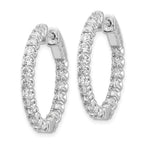 14k White Gold 2 carat Diamond Round In/Out Hoop w/Safety Clasp Earrings