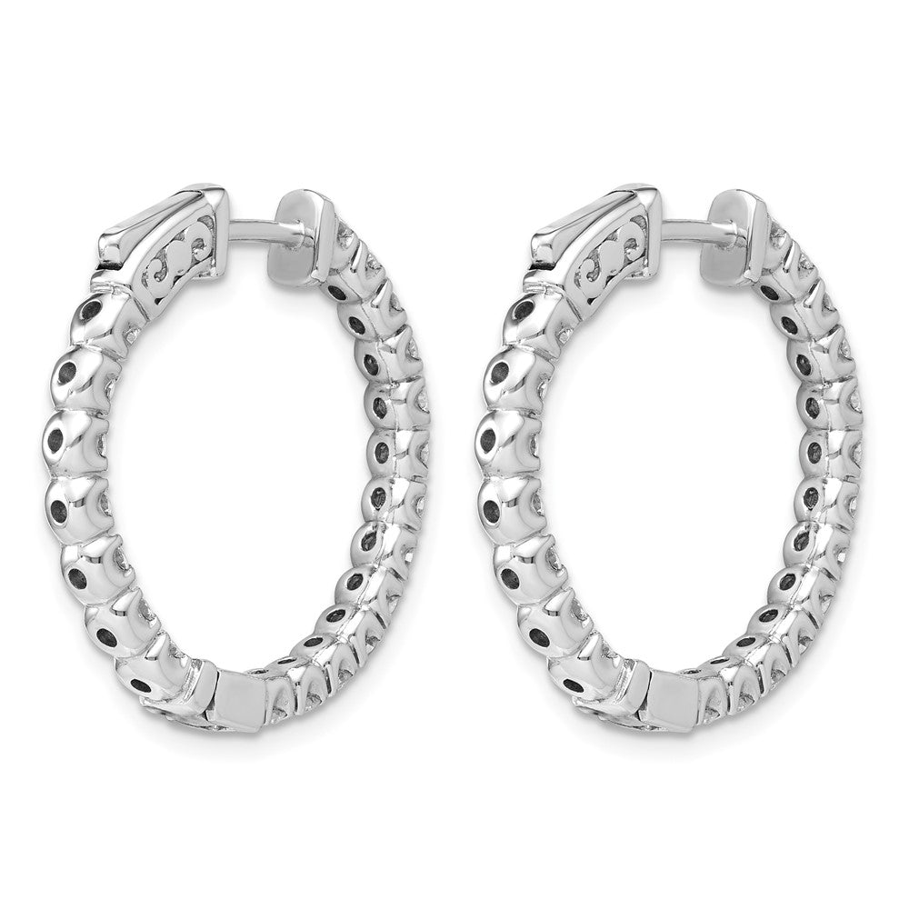 14k White Gold 2 carat Lab Grown Diamond VS/SI+ G+ Round Complete In and Out Safety Clasp Hoop Earrings