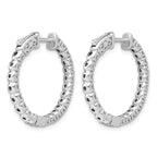14k White Gold 2 carat Diamond Round In/Out Hoop w/Safety Clasp Earrings