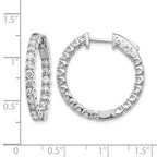14k White Gold 2 carat Diamond Round In/Out Hoop w/Safety Clasp Earrings