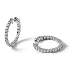 14k White Gold 2 carat Lab Grown Diamond VS/SI+ G+ Round Complete In and Out Safety Clasp Hoop Earrings