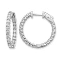 14k White Gold 2 carat Lab Grown Diamond VS/SI+ G+ Round Complete In and Out Safety Clasp Hoop Earrings