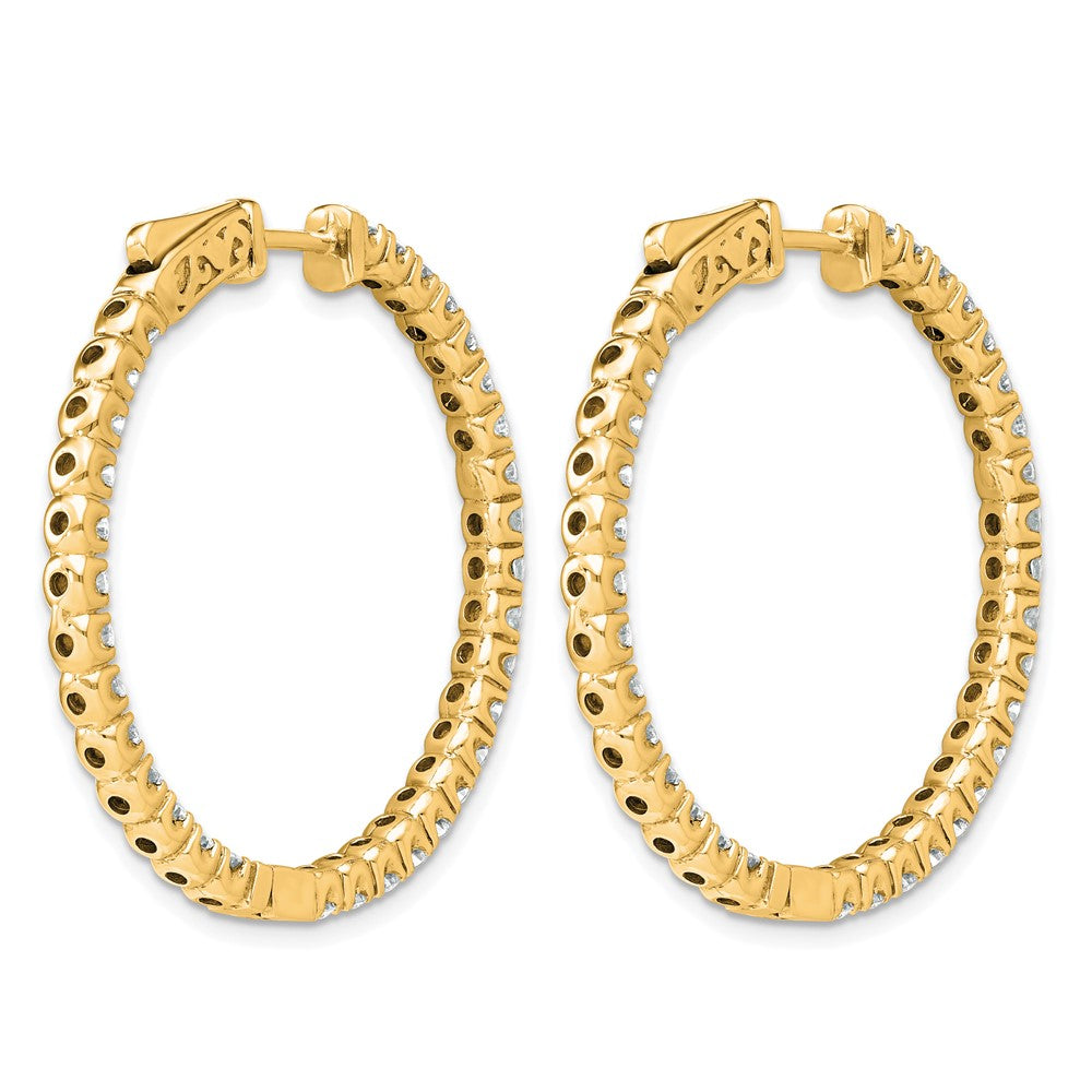 14k 3 1/3 carat Lab Grown Dia VS/SI+ G+ Round In and Out Safety Clasp Hoop Earrings