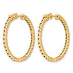 14k 3 1/3 carat Lab Grown Dia VS/SI+ G+ Round In and Out Safety Clasp Hoop Earrings