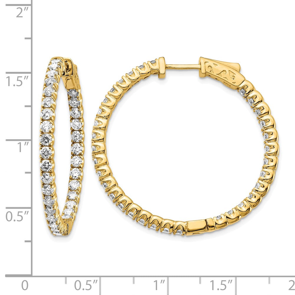 14k 3 1/3 carat Lab Grown Dia VS/SI+ G+ Round In and Out Safety Clasp Hoop Earrings