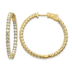14k 3 1/3 carat Lab Grown Dia VS/SI+ G+ Round In and Out Safety Clasp Hoop Earrings