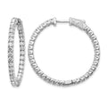 14k White Gold 3 1/3 carat Lab Grown Dia VS/SI+ G+ Round In and Out Safety Clasp Hoop Earrings