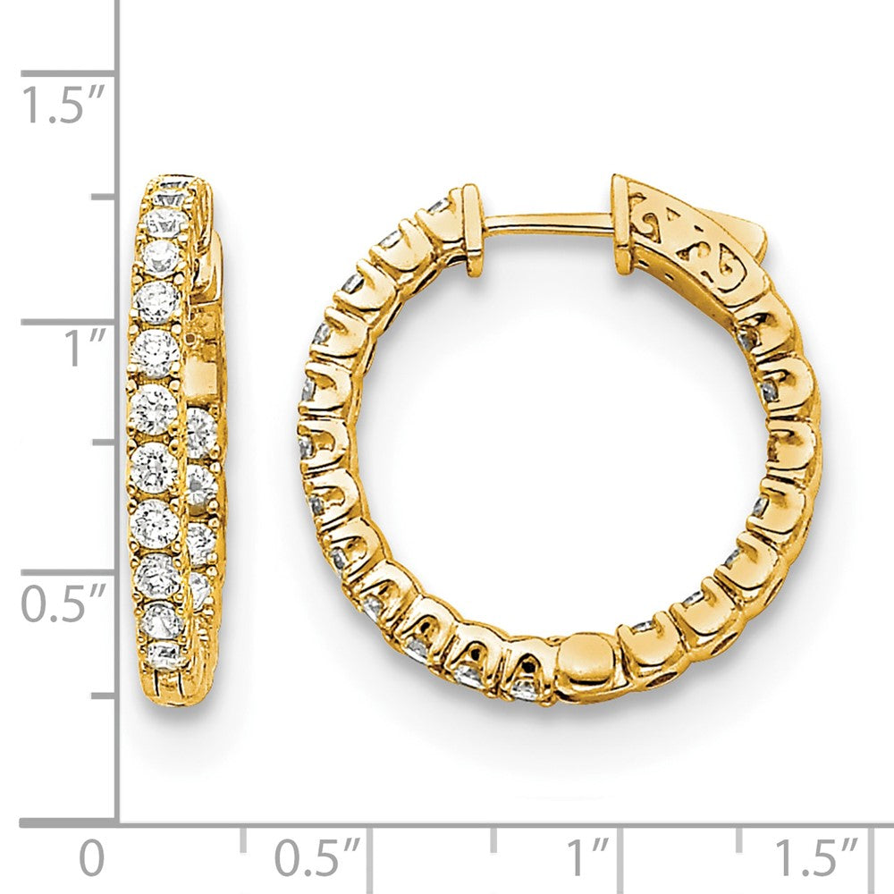 14k 2.6 carat Diamond Round In/Out Hoop w/Safety Clasp Earrings