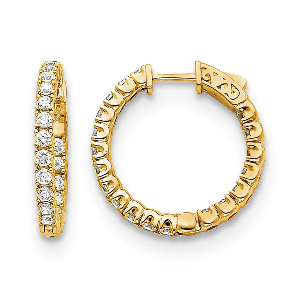 14k 2.6 carat Diamond Round In/Out Hoop w/Safety Clasp Earrings