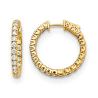 14k 2.6 carat Diamond Round In/Out Hoop w/Safety Clasp Earrings