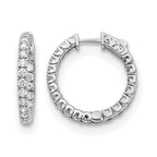 14k White Gold 2.6 carat Diamond Round In/Out Hoop w/Safety Clasp Earrings