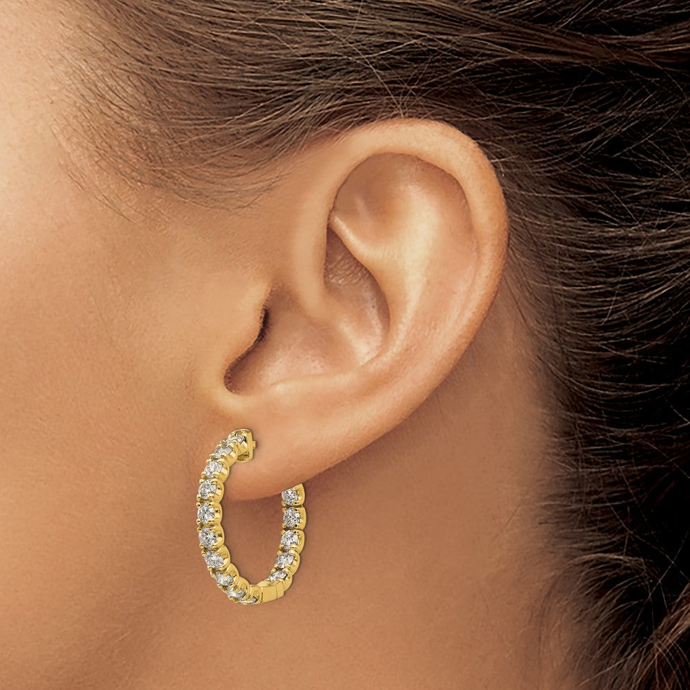 14k 2 3/4 carat Lab Grown Dia VS/SI+ G+ Round In and Out Safety Clasp Hoop Earrings