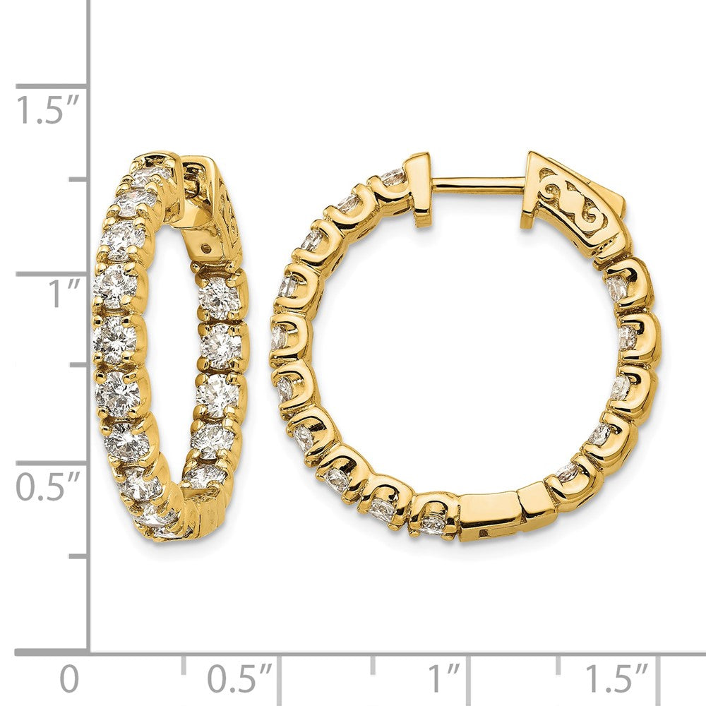 14k 2 3/4 carat Lab Grown Dia VS/SI+ G+ Round In and Out Safety Clasp Hoop Earrings