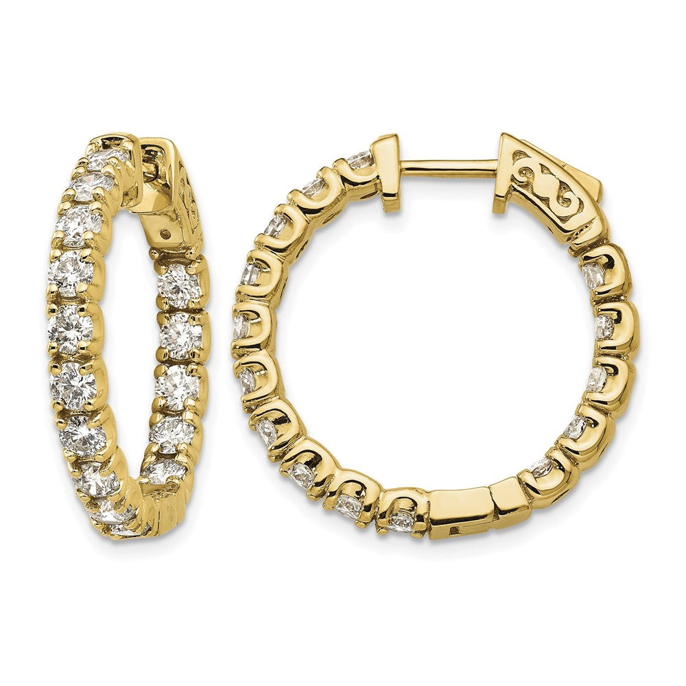 True Origin 14K Yellow Gold 2 3/4 carat Lab Grown Diamond VS+ F+ Complet In and Out Hoop Earrings