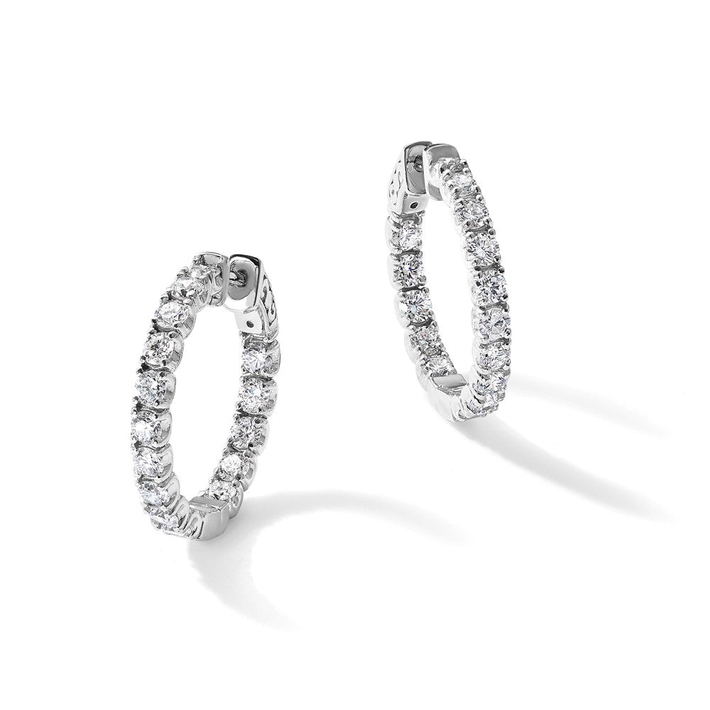 True Origin 14K White Gold 2 3/4 carat Lab Grown Diamond VS+ F+ Complet In and Out Hoop Earrings