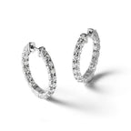 14k White Gold 2 3/4 carat Lab Grown Dia VS/SI+ G+ Round In and Out Safety Clasp Hoop Earrings