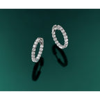 14k White Gold 2 3/4 carat Lab Grown Dia VS/SI+ G+ Round In and Out Safety Clasp Hoop Earrings
