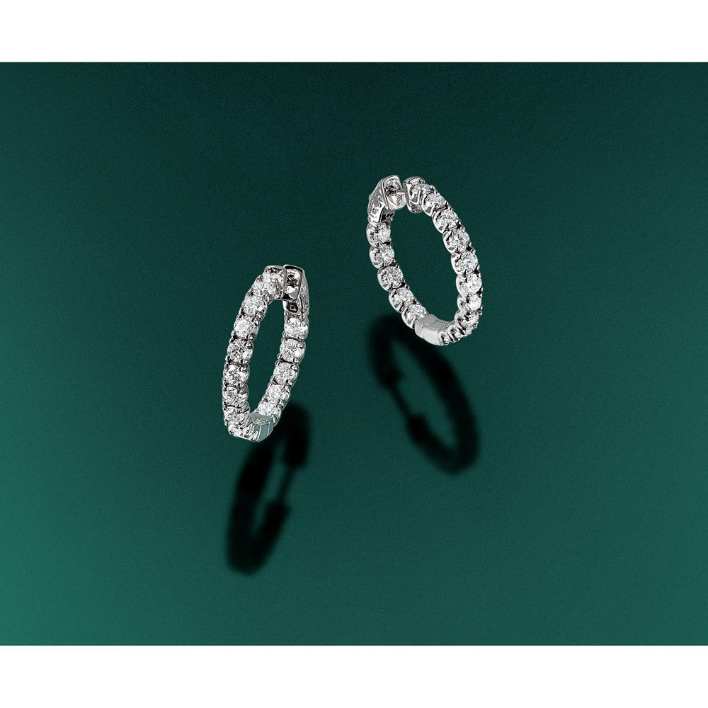 True Origin 14K White Gold 2 3/4 carat Lab Grown Diamond VS+ F+ Complet In and Out Hoop Earrings