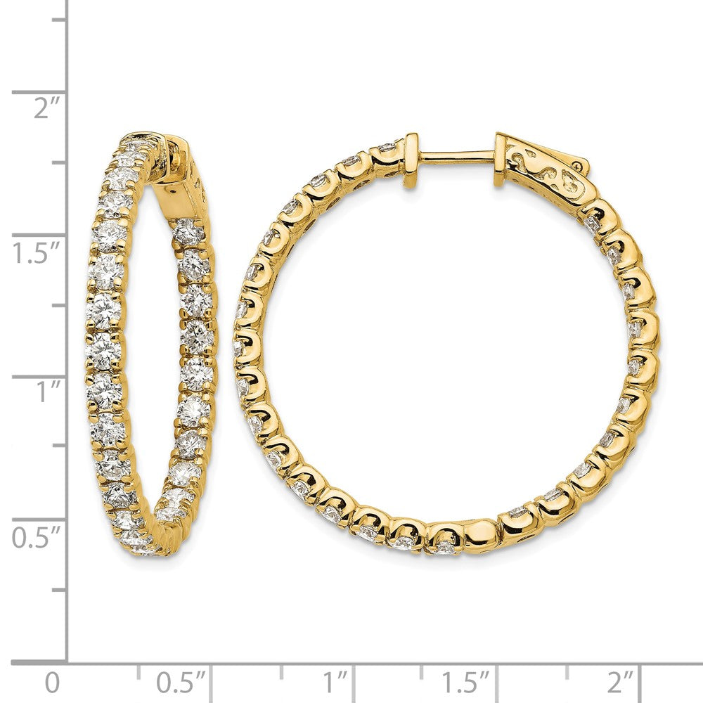 14k 4 7/8 carat Lab Grown Dia VS/SI+ G+ Round In and Out Safety Clasp Hoop Earrings